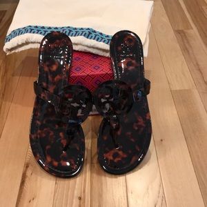 Tory Burch tortoise patent leather millers